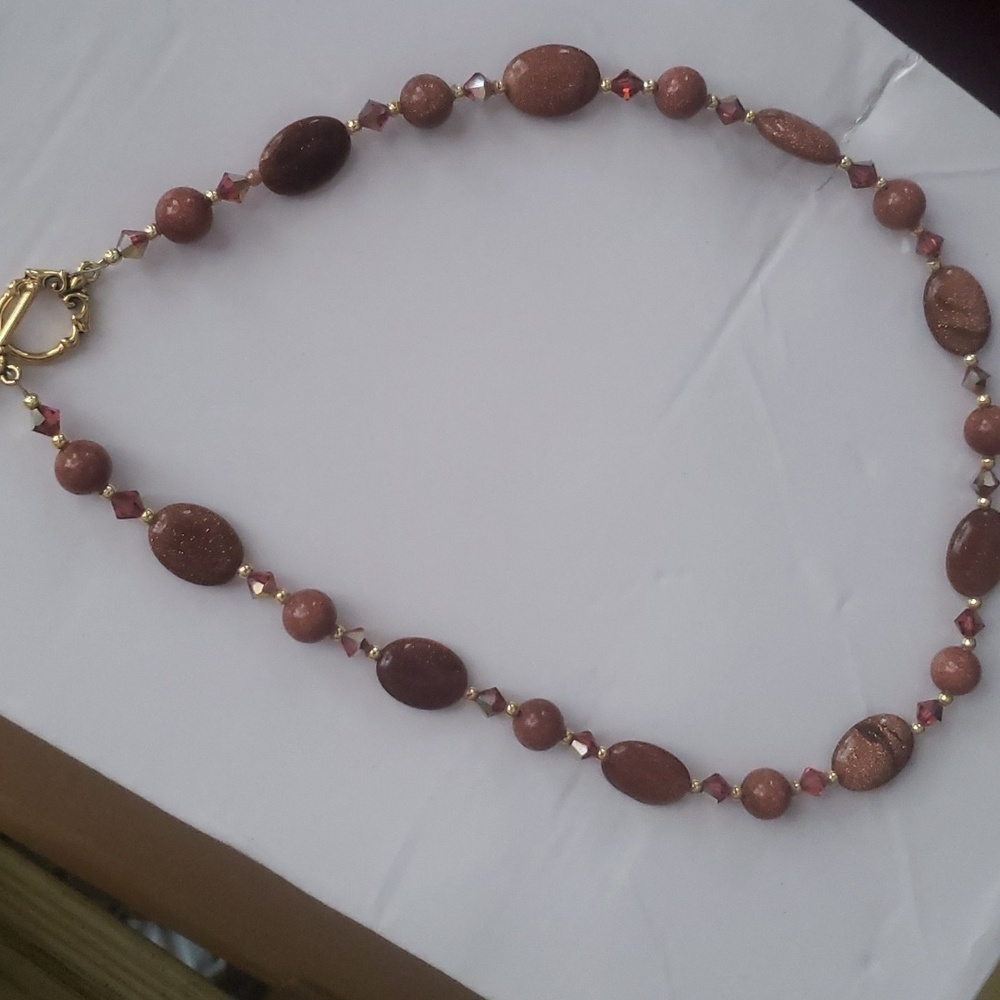 Vintage 1980s Necklace With Citrine Stones